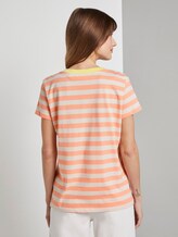 Gestreiftes T-Shirt mit Bio-Baumwolle - Frauen - papaya white stripe Gestreiftes T-Shirt mit Bio-Baumwolle - Frauen - papaya white stripe - 2 - TOM TAILOR Denim