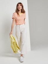 Gestreiftes T-Shirt mit Bio-Baumwolle - Frauen - papaya white stripe Gestreiftes T-Shirt mit Bio-Baumwolle - Frauen - papaya white stripe - 3 - TOM TAILOR Denim