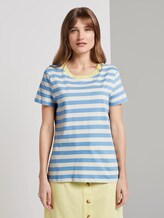 Gestreiftes T-Shirt mit Bio-Baumwolle - Frauen - mid blue white stripe Gestreiftes T-Shirt mit Bio-Baumwolle - Frauen - mid blue white stripe - 1 - TOM TAILOR Denim