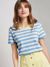 Gestreiftes T-Shirt mit Bio-Baumwolle - Frauen - mid blue white stripe Gestreiftes T-Shirt mit Bio-Baumwolle - Frauen - mid blue white stripe - 5 - TOM TAILOR Denim