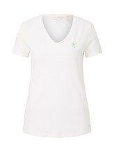 TOM TAILOR DENIM Damen T-Shirt mit Bio-Baumwolle, weiß, Gr.L