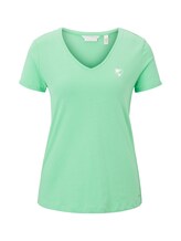 TOM TAILOR DENIM Damen T-Shirt mit Bio-Baumwolle, grün, Gr.S