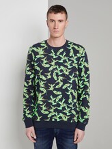 Sweatshirt mit tropischem Print - Männer - navy green leaf plant print Sweatshirt mit tropischem Print - Männer - navy green leaf plant print - 1 - TOM TAILOR Denim