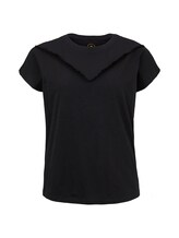 TOM TAILOR MY TRUE ME Damen T-Shirt mit Fransen-Detail, schwarz, unifarben, Gr.48