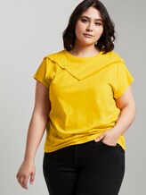 T-Shirt mit Fransen-Detail - Frauen - deep golden yellow T-Shirt mit Fransen-Detail - Frauen - deep golden yellow - 5 - My True Me