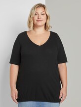 T-Shirt mit elastischem Bündchen - Frauen - Deep Black T-Shirt mit elastischem Bündchen - Frauen - Deep Black - 1 - My True Me