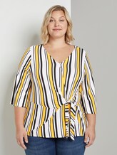 Blouse with knotted details - Women - black yellow stripe Blouse with knotted details - Women - black yellow stripe - 1 - My True Me