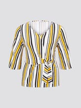 Blouse with knotted details - Women - black yellow stripe Blouse with knotted details - Women - black yellow stripe - 7 - My True Me