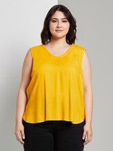 Ärmellose Bluse mit Häkel-Details am Ausschnitt - Frauen - deep golden yellow Ärmellose Bluse mit Häkel-Details am Ausschnitt - Frauen - deep golden yellow - 1 - My True Me