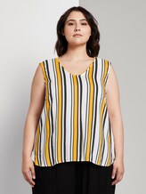 Ärmellose Bluse mit Häkel-Details am Ausschnitt - Frauen - black yellow stripe Ärmellose Bluse mit Häkel-Details am Ausschnitt - Frauen - black yellow stripe - 1 - My True Me