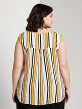 Ärmellose Bluse mit Häkel-Details am Ausschnitt - Frauen - black yellow stripe Ärmellose Bluse mit Häkel-Details am Ausschnitt - Frauen - black yellow stripe - 2 - My True Me