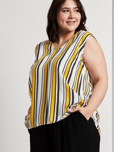 Ärmellose Bluse mit Häkel-Details am Ausschnitt - Frauen - black yellow stripe Ärmellose Bluse mit Häkel-Details am Ausschnitt - Frauen - black yellow stripe - 5 - My True Me