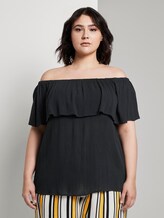 Gestreifte Carmen-Bluse - Frauen - Deep Black Gestreifte Carmen-Bluse - Frauen - Deep Black - 1 - My True Me