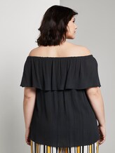 Gestreifte Carmen-Bluse - Frauen - Deep Black Gestreifte Carmen-Bluse - Frauen - Deep Black - 2 - My True Me