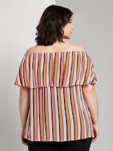Blouse with a Carmen neckline and flounce - Women - mutlicolor stripe Blouse with a Carmen neckline and flounce - Women - mutlicolor stripe - 2 - My True Me