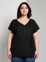 Fließende Bluse mit Quasten-Details - Frauen - Deep Black Fließende Bluse mit Quasten-Details - Frauen - Deep Black - 1 - My True Me