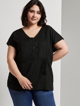 Fließende Bluse mit Quasten-Details - Frauen - Deep Black Fließende Bluse mit Quasten-Details - Frauen - Deep Black - 5 - My True Me