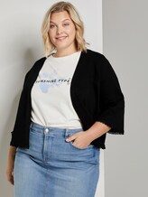 Curvy - Kurzer Cardigan mit Häkel-Details - Frauen - Deep Black Curvy - Kurzer Cardigan mit Häkel-Details - Frauen - Deep Black - 5 - My True Me