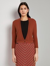 Knitted bolero with an ottoman structure - Women - Goji Orange Knitted bolero with an ottoman structure - Women - Goji Orange - 1 - TOM TAILOR