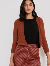 Knitted bolero with an ottoman structure - Women - Goji Orange Knitted bolero with an ottoman structure - Women - Goji Orange - 5 - TOM TAILOR