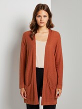 Long cardigan with loose-fit pockets - Women - Goji Orange Long cardigan with loose-fit pockets - Women - Goji Orange - 1 - TOM TAILOR