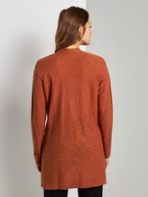 Long cardigan with loose-fit pockets - Women - Goji Orange Long cardigan with loose-fit pockets - Women - Goji Orange - 2 - TOM TAILOR