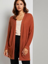 Long cardigan with loose-fit pockets - Women - Goji Orange Long cardigan with loose-fit pockets - Women - Goji Orange - 5 - TOM TAILOR