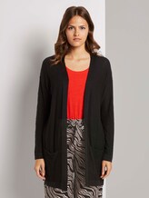 Langer Cardigan mit Taschen im Loose Fit - Frauen - Deep Black Langer Cardigan mit Taschen im Loose Fit - Frauen - Deep Black - 1 - TOM TAILOR