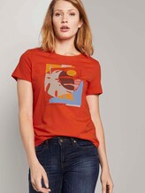 Artwork T-Shirt mit Bio-Baumwolle - Frauen - Bright Tangerine Orange Artwork T-Shirt mit Bio-Baumwolle - Frauen - Bright Tangerine Orange - 5 - TOM TAILOR