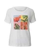 TOM TAILOR Damen T-Shirt mit Collagen-Print, weiß, Gr.M