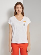T-Shirt mit Brusttasche und kleinem Print - Frauen - Whisper White T-Shirt mit Brusttasche und kleinem Print - Frauen - Whisper White - 1 - TOM TAILOR