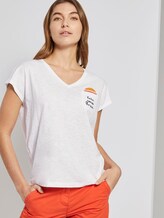 T-Shirt mit Brusttasche und kleinem Print - Frauen - Whisper White T-Shirt mit Brusttasche und kleinem Print - Frauen - Whisper White - 5 - TOM TAILOR