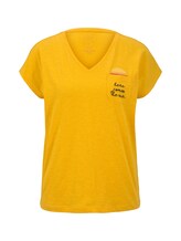 TOM TAILOR Damen T-Shirt mit Brusttasche, gelb, Gr.XL