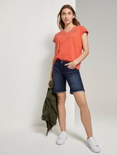 T-Shirt mit Brusttasche und kleinem Print - Frauen - red offwhite stripe T-Shirt mit Brusttasche und kleinem Print - Frauen - red offwhite stripe - 3 - TOM TAILOR