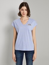 T-Shirt mit Brusttasche und kleinem Print - Frauen - blue offwhite stripe T-Shirt mit Brusttasche und kleinem Print - Frauen - blue offwhite stripe - 1 - TOM TAILOR