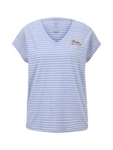 TOM TAILOR Damen T-Shirt mit Brusttasche, blau, Gr.L