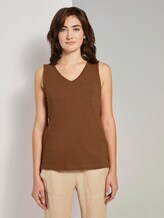 Top mit Brusttasche und Seitenschlitzen - Frauen - bright camel brown Top mit Brusttasche und Seitenschlitzen - Frauen - bright camel brown - 1 - TOM TAILOR