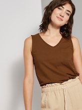 Top mit Brusttasche und Seitenschlitzen - Frauen - bright camel brown Top mit Brusttasche und Seitenschlitzen - Frauen - bright camel brown - 5 - TOM TAILOR