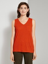 Top mit Brusttasche und Seitenschlitzen - Frauen - strong flame orange Top mit Brusttasche und Seitenschlitzen - Frauen - strong flame orange - 1 - TOM TAILOR