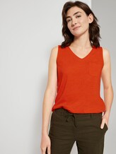 Top mit Brusttasche und Seitenschlitzen - Frauen - strong flame orange Top mit Brusttasche und Seitenschlitzen - Frauen - strong flame orange - 5 - TOM TAILOR