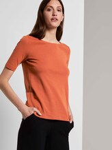 Basic T-Shirt mit weitem Ausschnitt - Frauen - Goji-Orange Basic T-Shirt mit weitem Ausschnitt - Frauen - Goji-Orange - 5 - TOM TAILOR