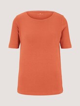 Basic T-Shirt mit weitem Ausschnitt - Frauen - Goji-Orange Basic T-Shirt mit weitem Ausschnitt - Frauen - Goji-Orange - 7 - TOM TAILOR