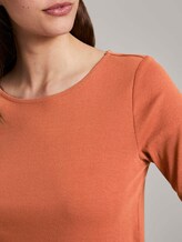 Basic T-Shirt mit weitem Ausschnitt - Frauen - Goji-Orange Basic T-Shirt mit weitem Ausschnitt - Frauen - Goji-Orange - 9 - TOM TAILOR