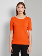Basic T-Shirt mit weitem Ausschnitt - Frauen - strong flame orange Basic T-Shirt mit weitem Ausschnitt - Frauen - strong flame orange - 1 - TOM TAILOR