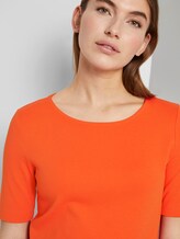 Basic T-Shirt mit weitem Ausschnitt - Frauen - strong flame orange Basic T-Shirt mit weitem Ausschnitt - Frauen - strong flame orange - 9 - TOM TAILOR