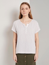Printed T-shirt in a material mix - Women - white geometric design Printed T-shirt in a material mix - Women - white geometric design - 1 - TOM TAILOR