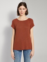 Basic T-Shirt mit Carmen-Ausschnitt - Frauen - dark goji orange Basic T-Shirt mit Carmen-Ausschnitt - Frauen - dark goji orange - 1 - TOM TAILOR