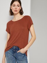 Basic T-Shirt mit Carmen-Ausschnitt - Frauen - dark goji orange Basic T-Shirt mit Carmen-Ausschnitt - Frauen - dark goji orange - 5 - TOM TAILOR