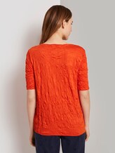 Strukturiertes Crincle-T-Shirt mit elastischem Bund - Frauen - strong flame orange Strukturiertes Crincle-T-Shirt mit elastischem Bund - Frauen - strong flame orange - 2 - TOM TAILOR