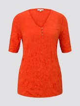 Strukturiertes Crincle-T-Shirt mit elastischem Bund - Frauen - strong flame orange Strukturiertes Crincle-T-Shirt mit elastischem Bund - Frauen - strong flame orange - 7 - TOM TAILOR